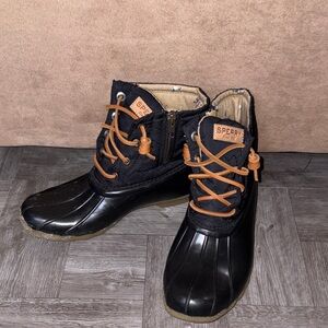 Sperry Black Boots with Brown Laces